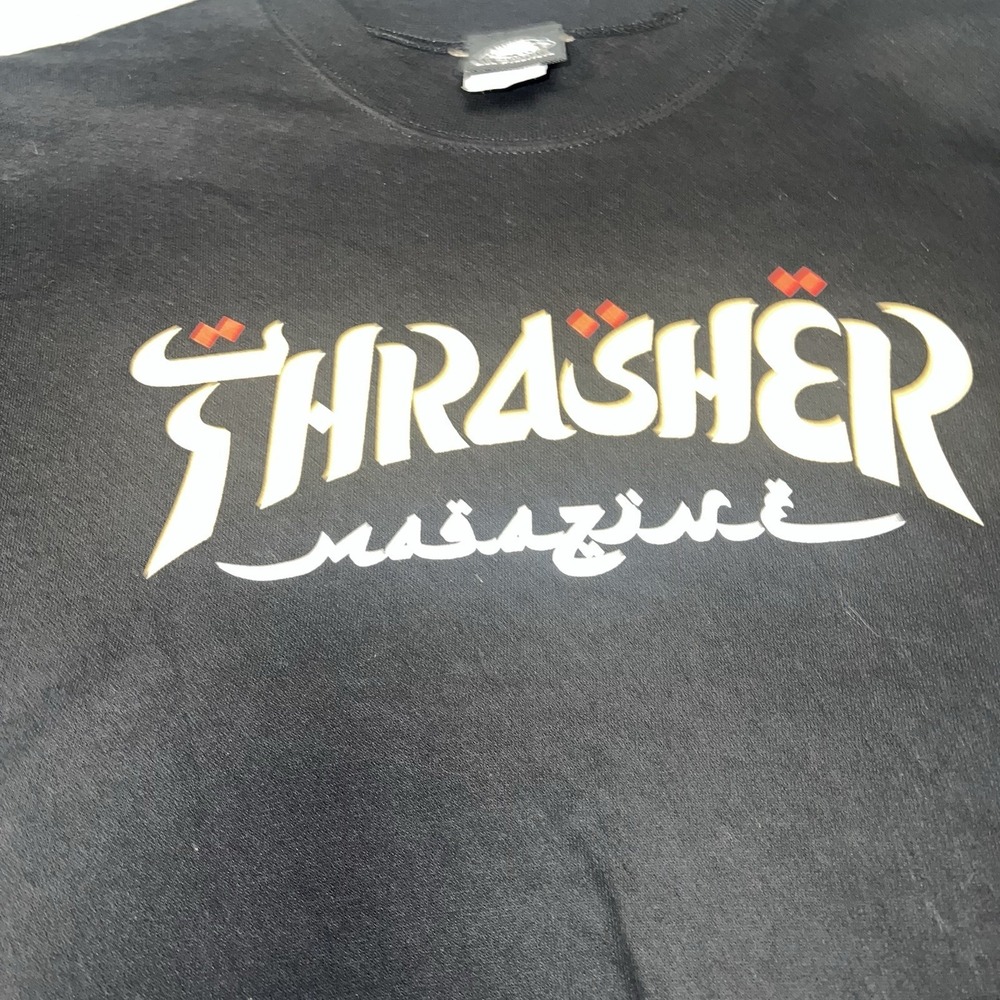 Thrasher Magazine Sweater Men Sz M Black Arabic Font Sweatshirt Skate Streetwear - Picture 3 of 7